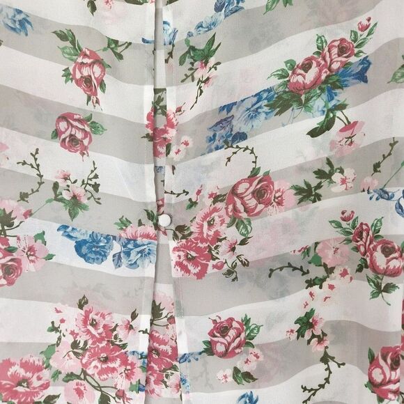 Torrid Sheer Floral Tunic Blouse Sz 1 Cut Out Back Womens Multicolor Sleeveless - Picture 3 of 10